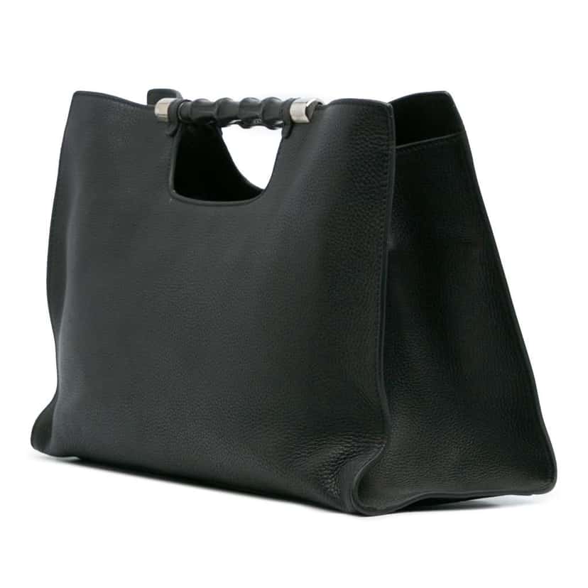Gucci Medium Calfskin Bamboo Daily Shopper Satchel Black Leather Good condition - Back View