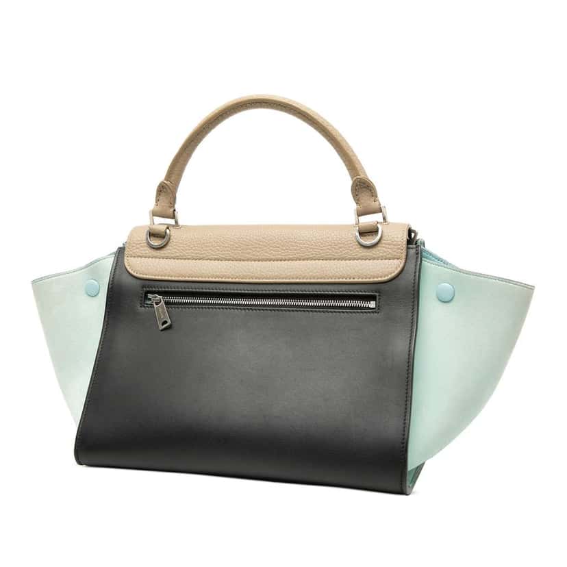 Celine Small Tricolor Leather Trapeze Satchel Black Leather Good condition - Back View