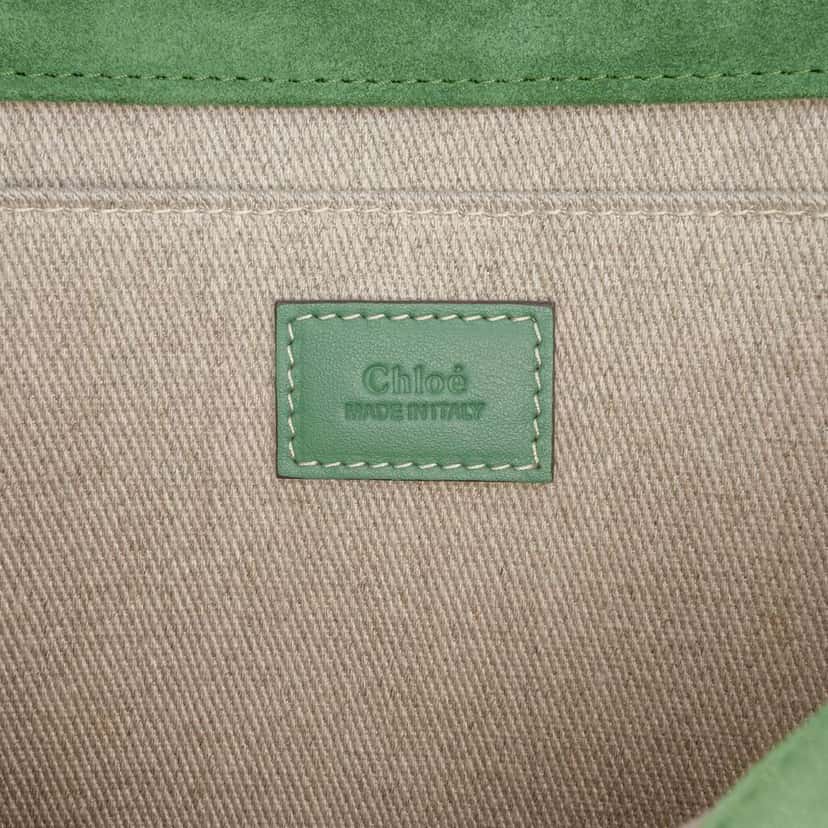 Chloé Medium Suede Woody Tote Green Leather Good condition - Box View