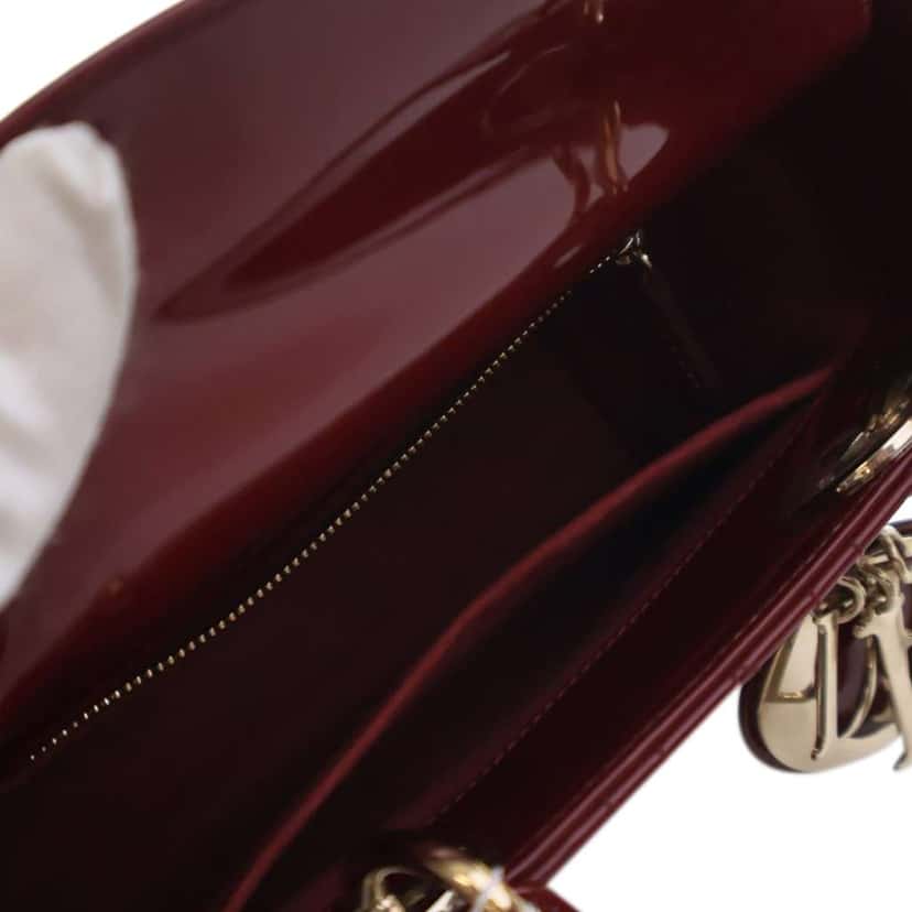Dior Small Patent Cannage Lady Dior Red Leather Good condition - Box View