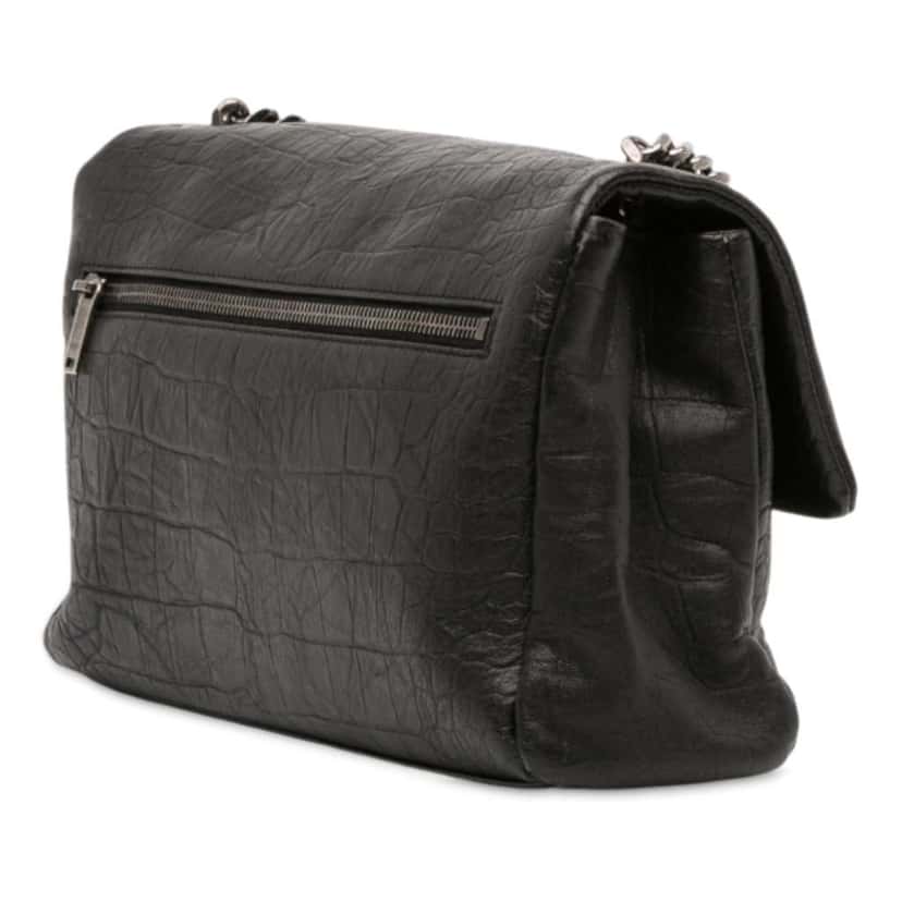 Saint Laurent Medium Croc Embossed Calfskin Monogram West Hollywood Crossbody Black Leather Good condition - Back View