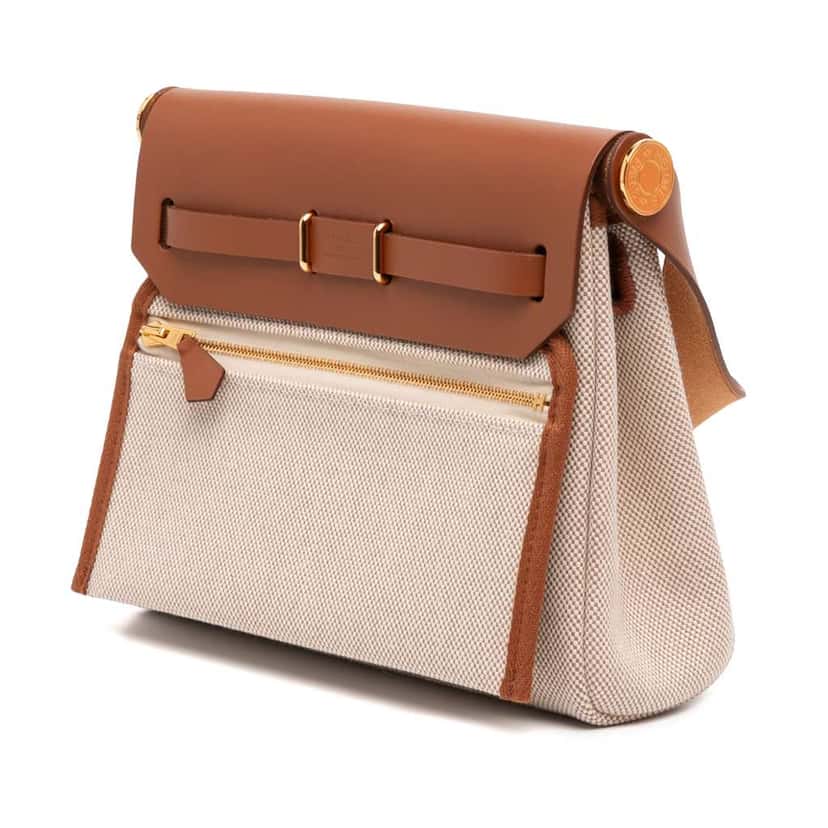 Hermès Military Toile and Vache Hunter Herbag Zip 20 Brown Canvas Good condition - Back View