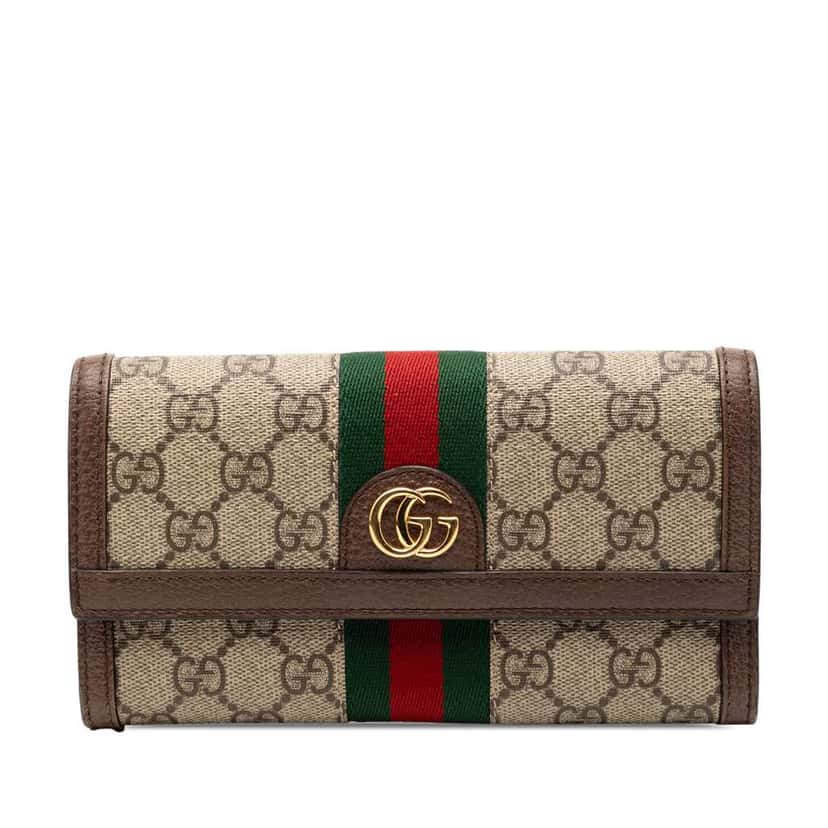 Gucci GG Supreme Web Ophidia Continental Wallet Brown Canvas Good condition - Front View