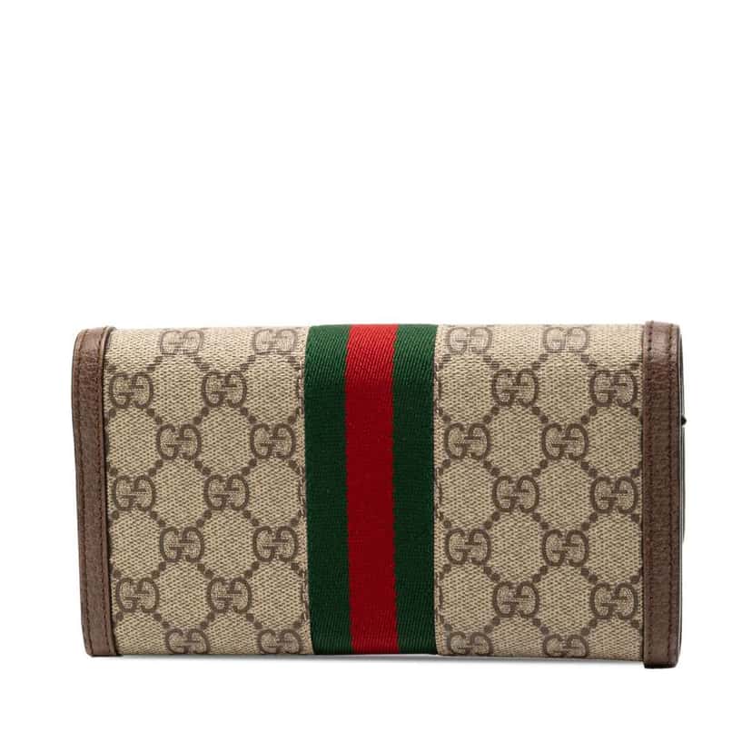 Gucci GG Supreme Web Ophidia Continental Wallet Brown Canvas Good condition - Back View