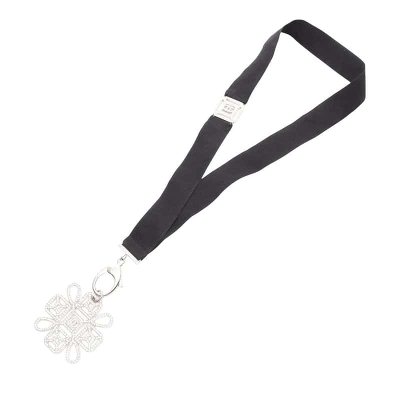 Chanel Stainless Steel Crystal CC Cross Lanyard Necklace Silver Stainless steel Good condition - Front View