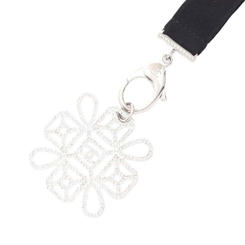 Chanel Stainless Steel Crystal CC Cross Lanyard Necklace Silver Stainless steel Good condition - Back View