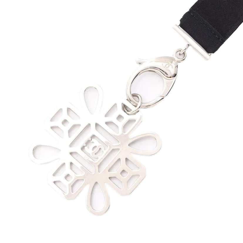 Chanel Stainless Steel Crystal CC Cross Lanyard Necklace Silver Stainless steel Good condition - Inside View