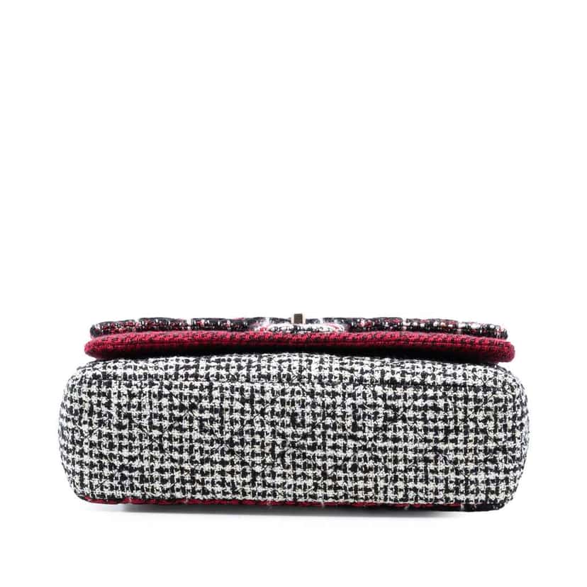 Chanel Medium CC Tweed Multi Print Double Flap Red Tweed Good condition - Inside View
