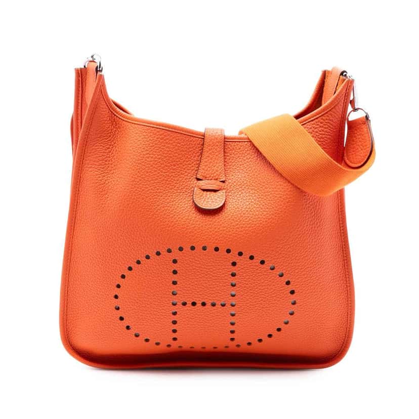 Hermès Clemence Evelyne III GM Orange Leather Good condition - Front View