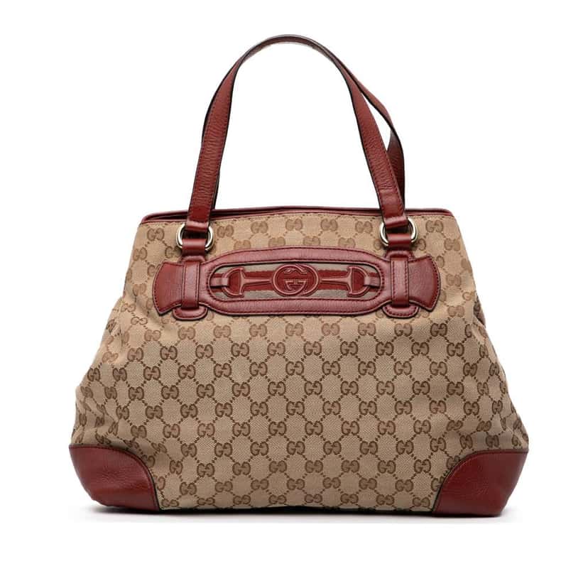 Gucci Medium GG Canvas Web Dressage Tote Brown Canvas Very good condition - Front View