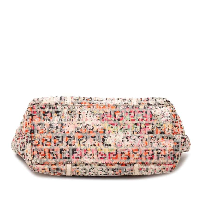 Fendi Mini Zucchino Canvas Floral Superstar Tote Pink Canvas Good condition - Inside View