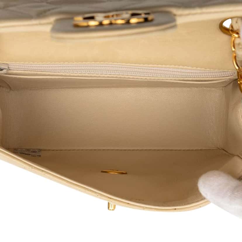 Chanel Mini Square Classic Lambskin Single Flap Brown Leather Very good condition - Model View