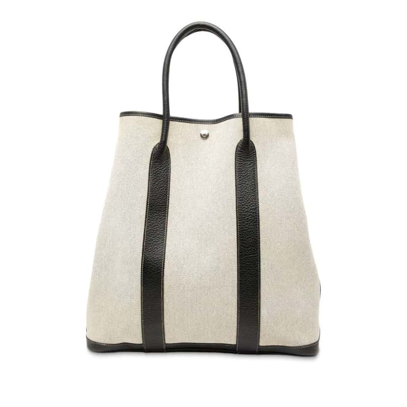 Hermès Toile and Buffalo Leather Garden File 37 Brown Canvas Good condition - Front View