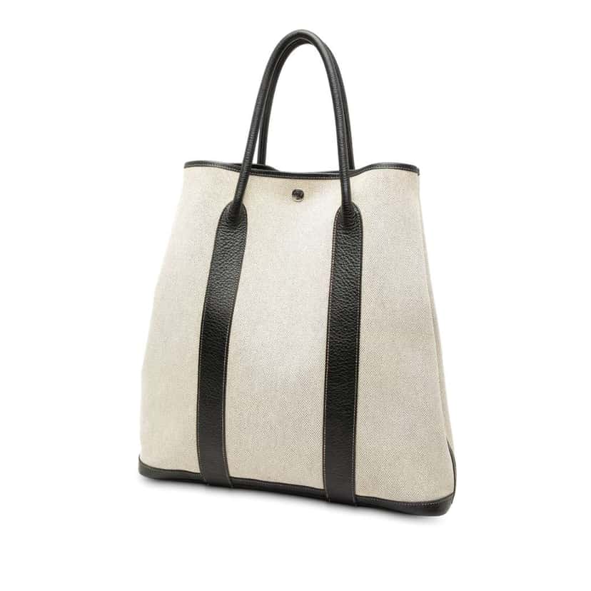 Hermès Toile and Buffalo Leather Garden File 37 Brown Canvas Good condition - Back View