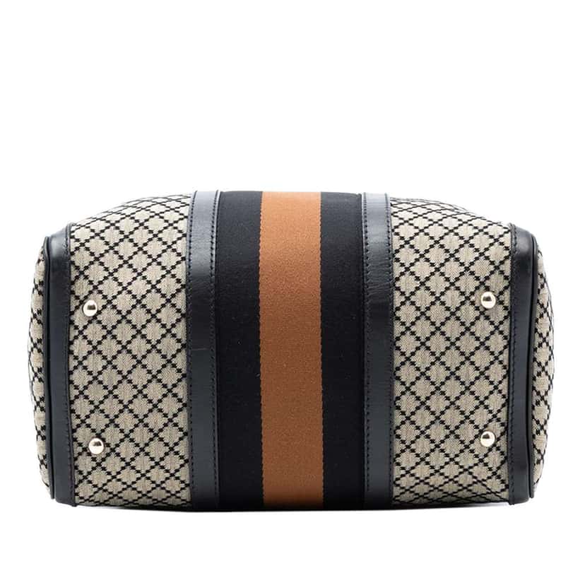 Gucci Medium Diamante Canvas Web Joy Boston Bag Brown Canvas Good condition - Inside View