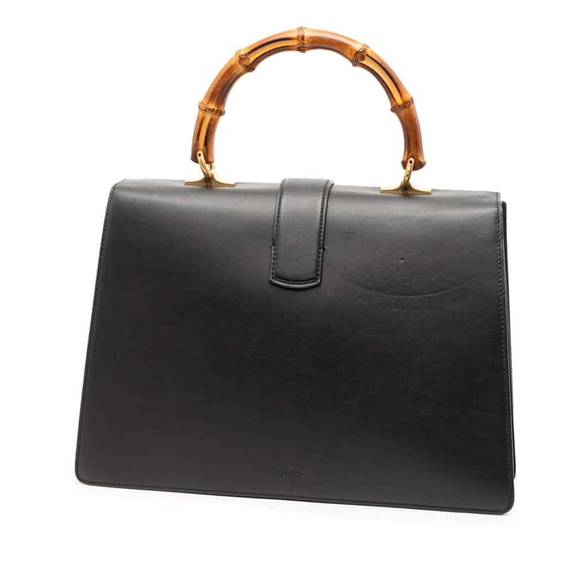 Gucci Large Leather Bamboo Dionysus Web Satchel Black Leather Good condition - Back View