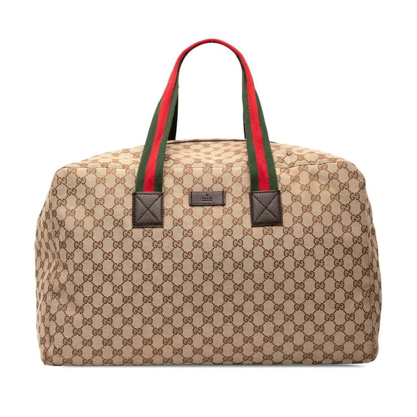 Gucci GG Canvas Web Travel Bag Brown Canvas Very good condition - Front View