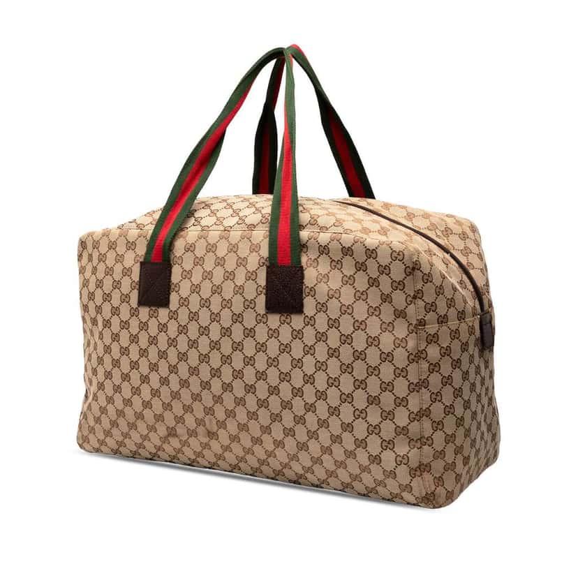 Gucci GG Canvas Web Travel Bag Brown Canvas Very good condition - Back View