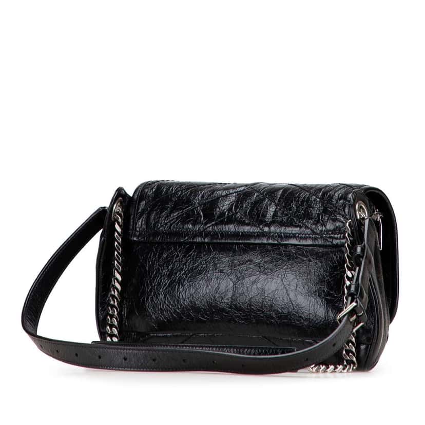 Saint Laurent Crinkled Calfskin Monogram Niki Belt Bag Black Leather Good condition - Back View