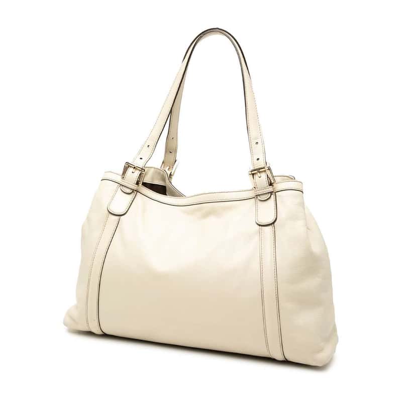 Gucci Leather Dialux Britt Tote White Leather Very good condition - Back View
