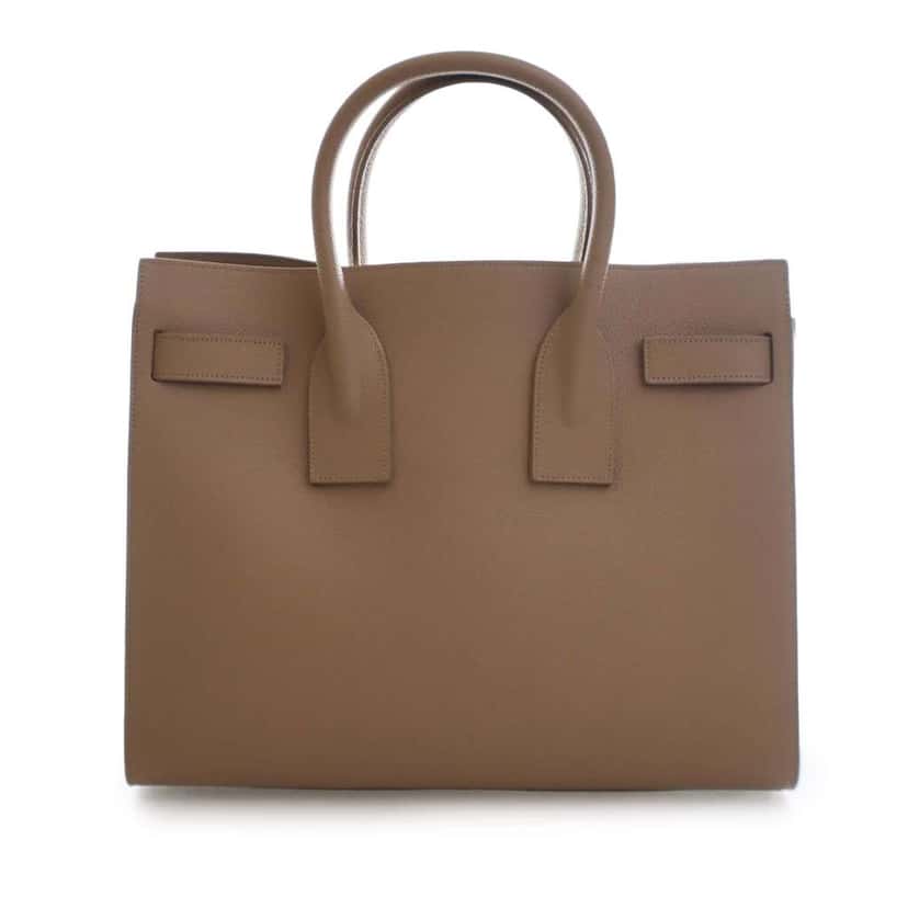Saint Laurent Small Grained Calfskin Sac De Jour Satchel Brown Leather Good condition - Front View