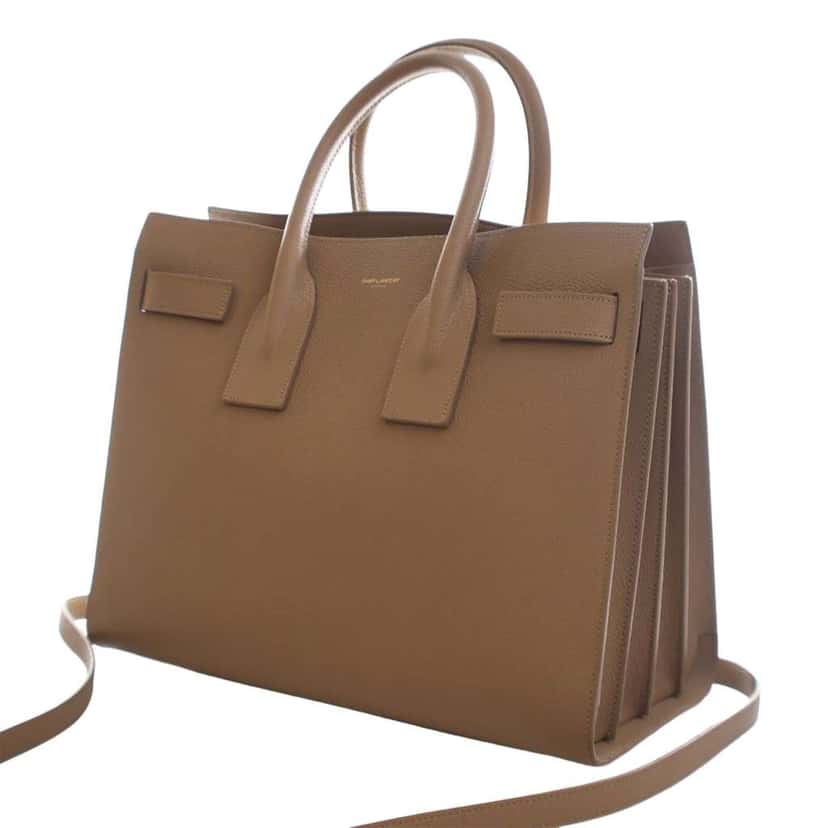 Saint Laurent Small Grained Calfskin Sac De Jour Satchel Brown Leather Good condition - Back View