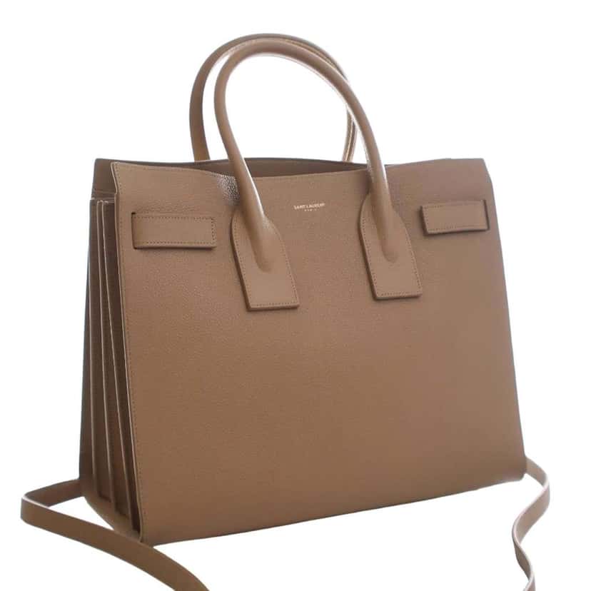 Saint Laurent Small Grained Calfskin Sac De Jour Satchel Brown Leather Good condition - Inside View