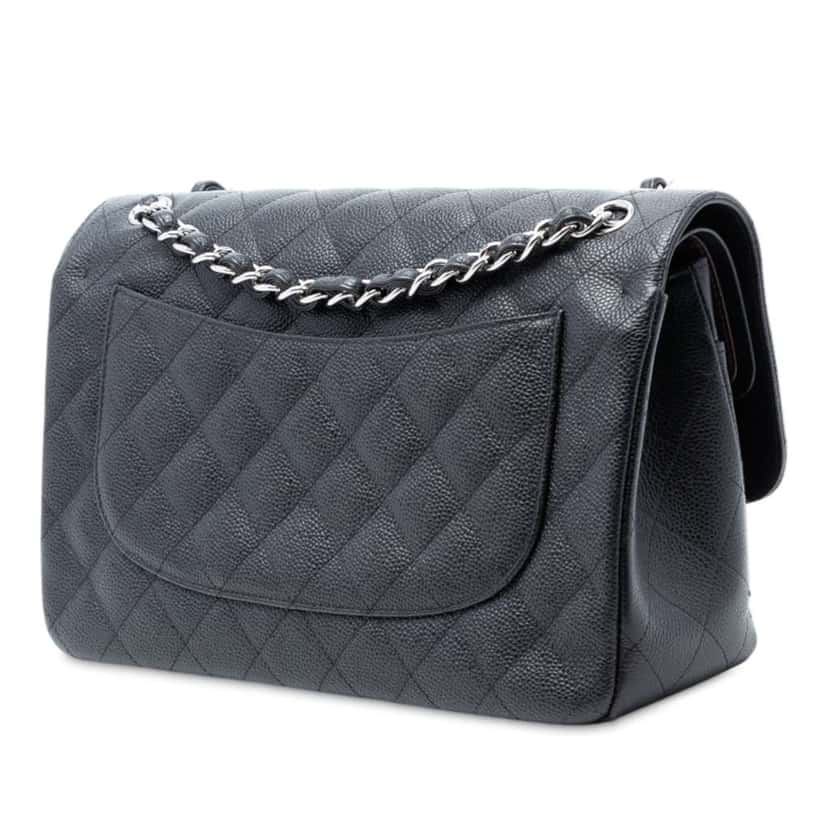 Chanel Jumbo Classic Caviar Double Flap Black Leather Good condition - Back View