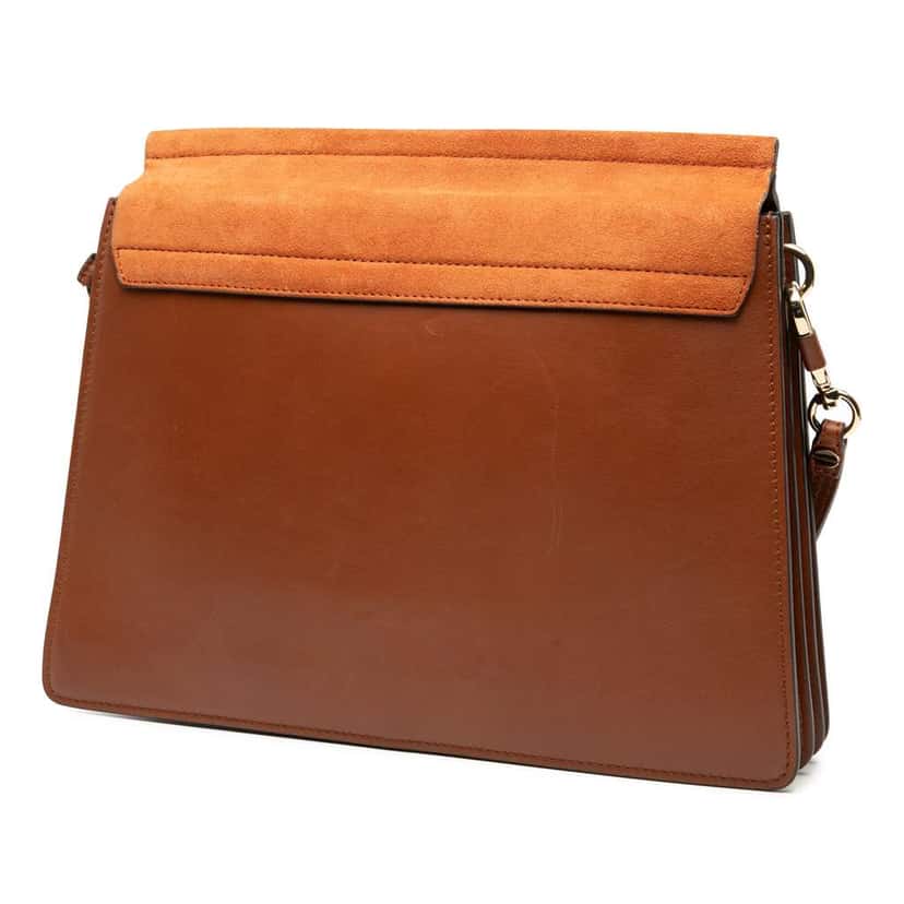 Chloé Medium Calfskin and Suede Faye Crossbody Brown Leather Good condition - Back View