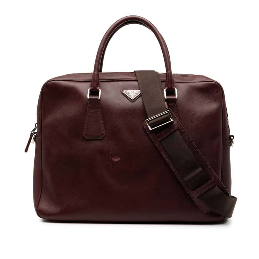Prada Saffiano Business Bag Red Leather Good condition - Front View
