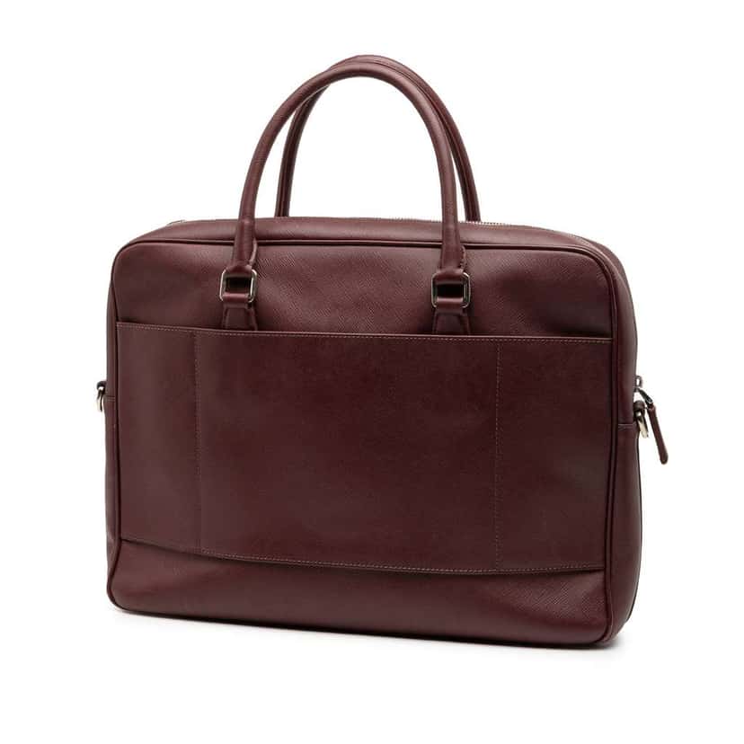 Prada Saffiano Business Bag Red Leather Good condition - Back View