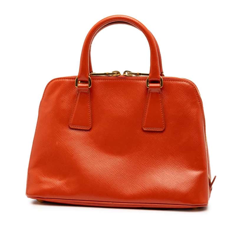 Prada Small Saffiano Vernice Promenade Satchel Orange Leather Very good condition - Back View