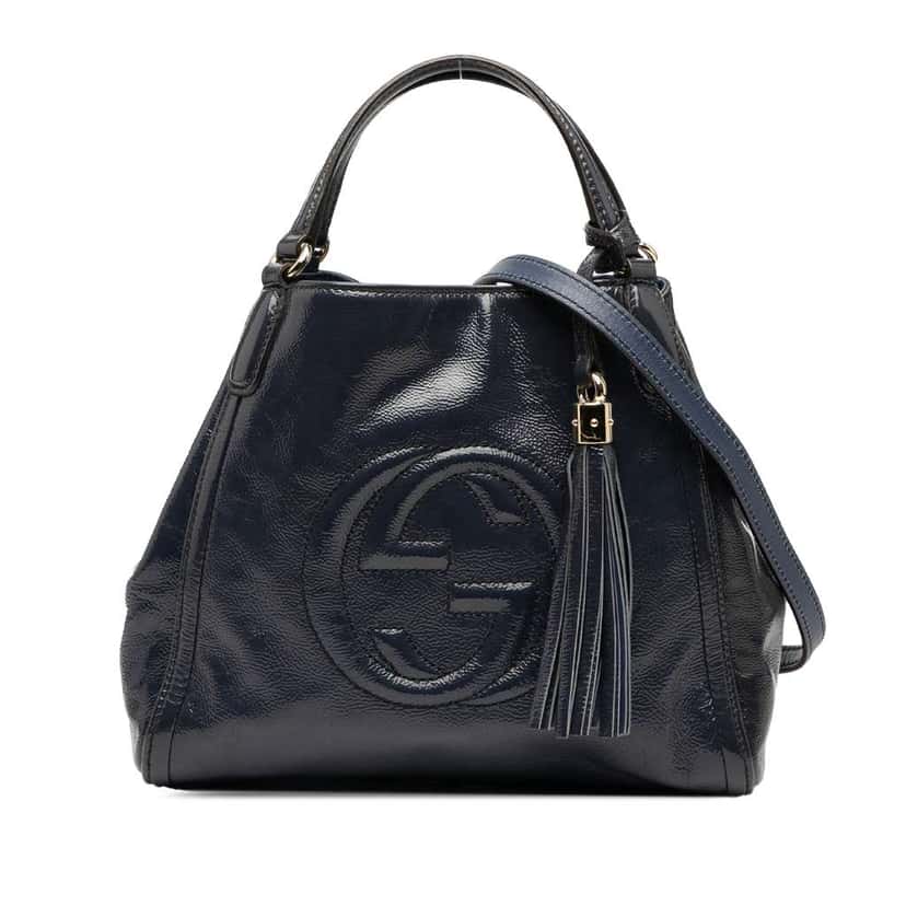 Gucci Small Patent Soho Satchel Blue Leather Good condition - Front View
