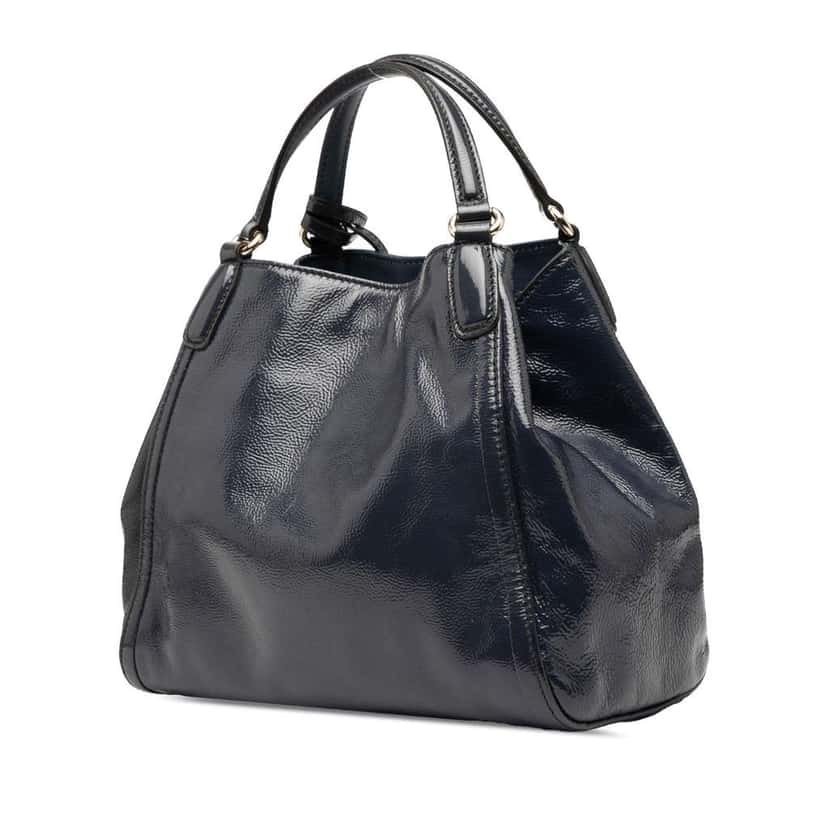 Gucci Small Patent Soho Satchel Blue Leather Good condition - Back View