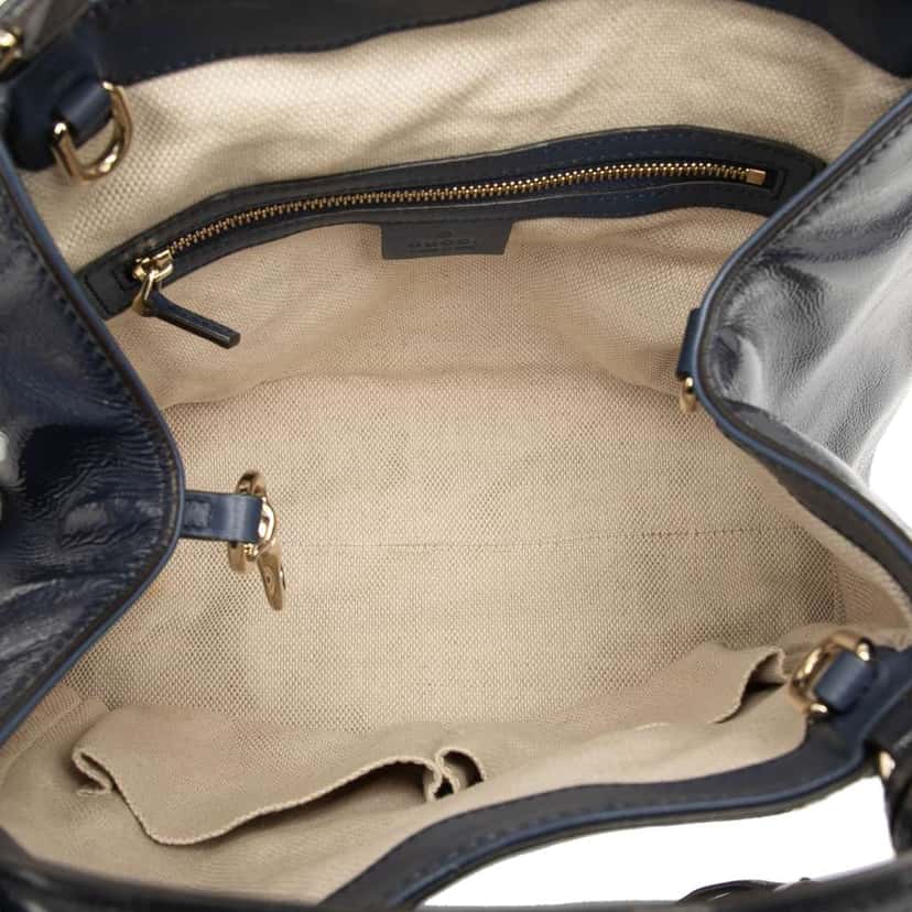 Gucci Small Patent Soho Satchel Blue Leather Good condition - Model View