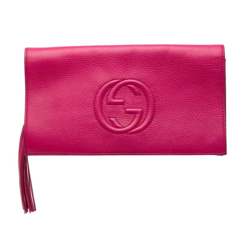 Gucci Leather Soho Disco Clutch Pink Leather Good condition - Front View