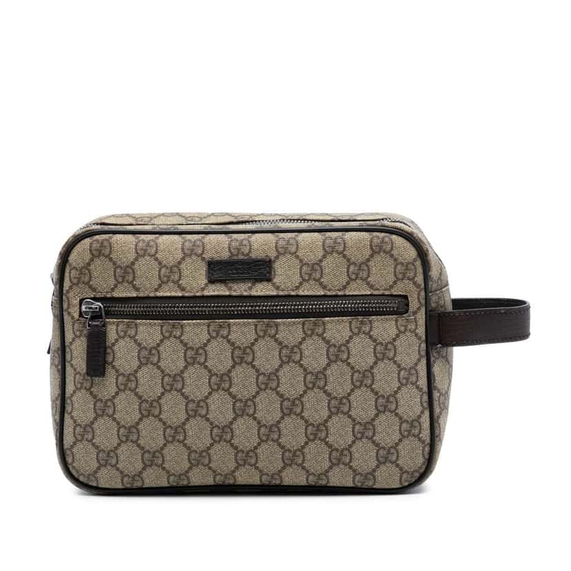 Gucci GG Supreme Clutch Brown Canvas Good condition - Front View