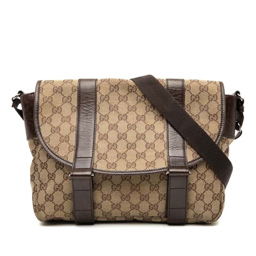 Gucci GG Canvas Messenger Bag Brown Canvas Good condition - Front View