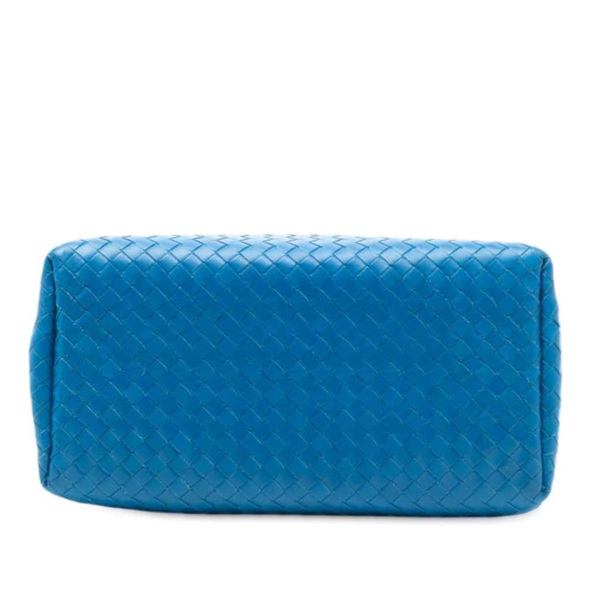 Bottega Veneta Small Nappa Intrecciato Roma Satchel Blue Leather Good condition - Inside View