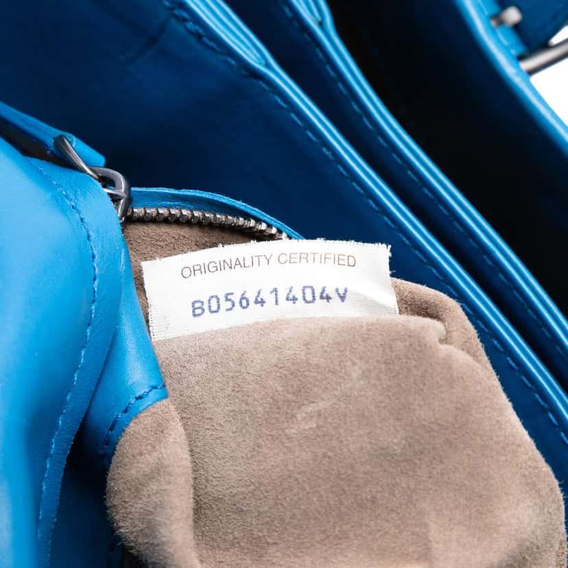 Bottega Veneta Small Nappa Intrecciato Roma Satchel Blue Leather Good condition - Box View