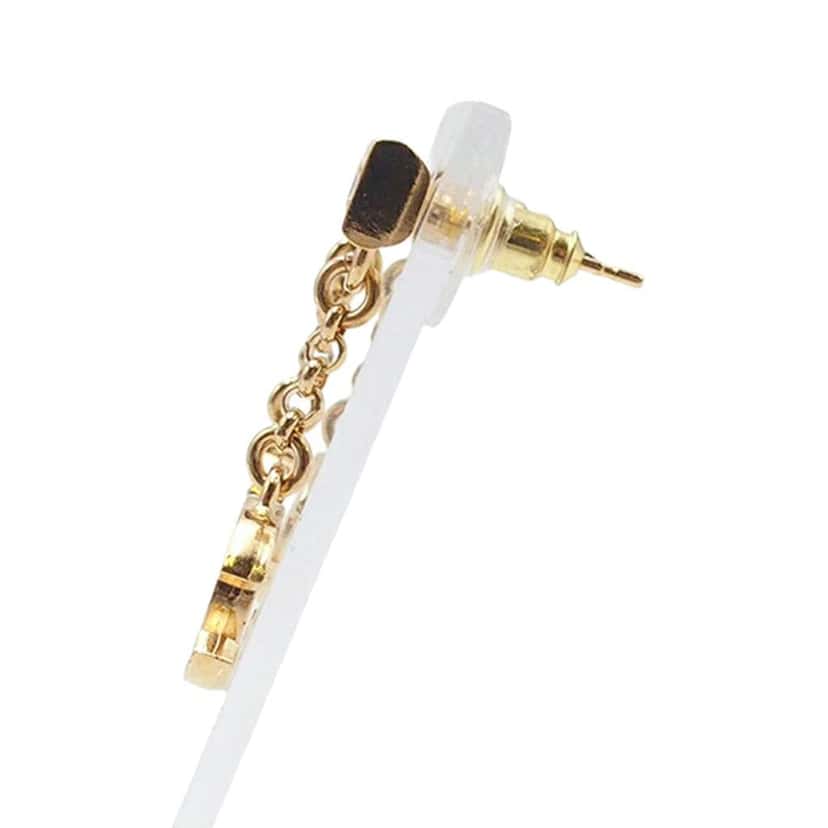 Chanel CC Gold Plated Enamel Drop Push Back Earrings Gold Metal Good condition - Back View