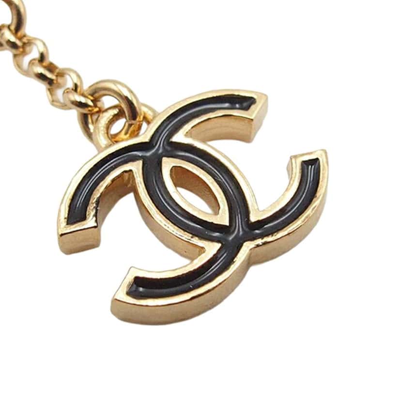 Chanel CC Gold Plated Enamel Drop Push Back Earrings Gold Metal Good condition - Box View