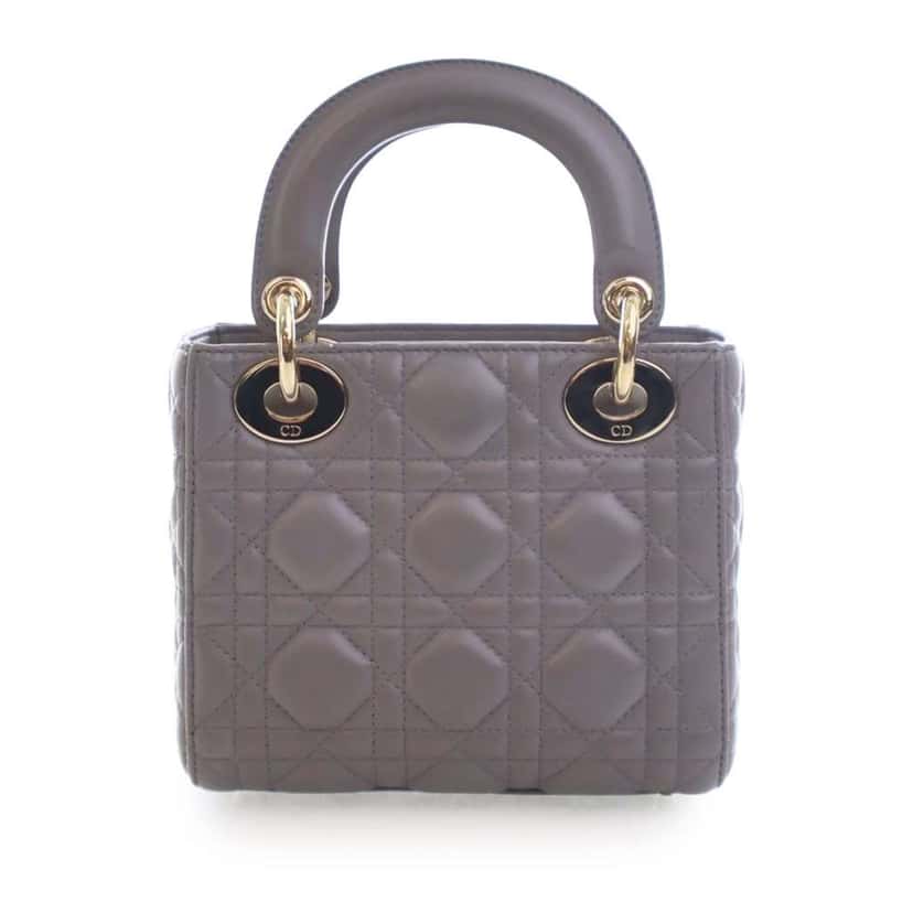 Dior Mini Lambskin Cannage Lady Dior Grey Leather Good condition - Inside View