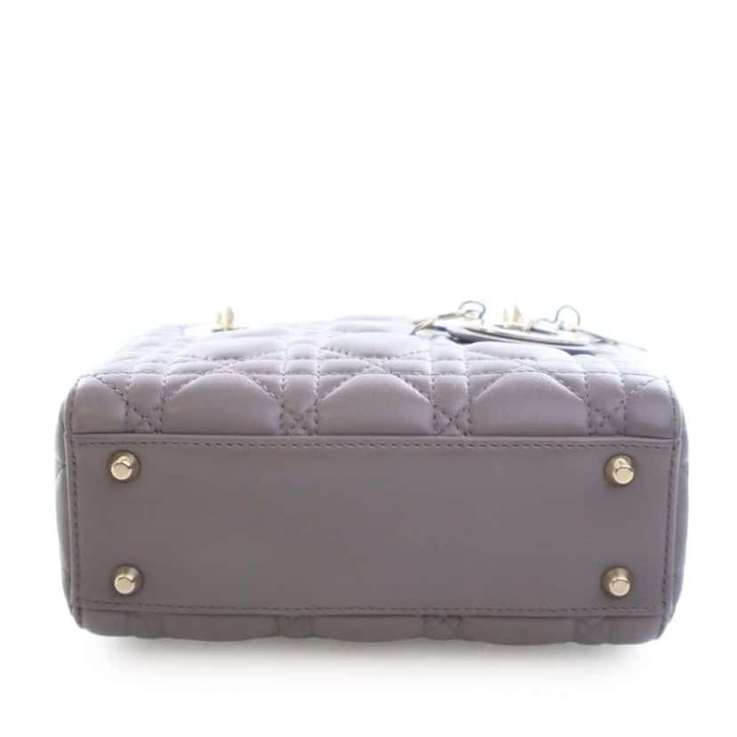 Dior Mini Lambskin Cannage Lady Dior Grey Leather Good condition - Box View