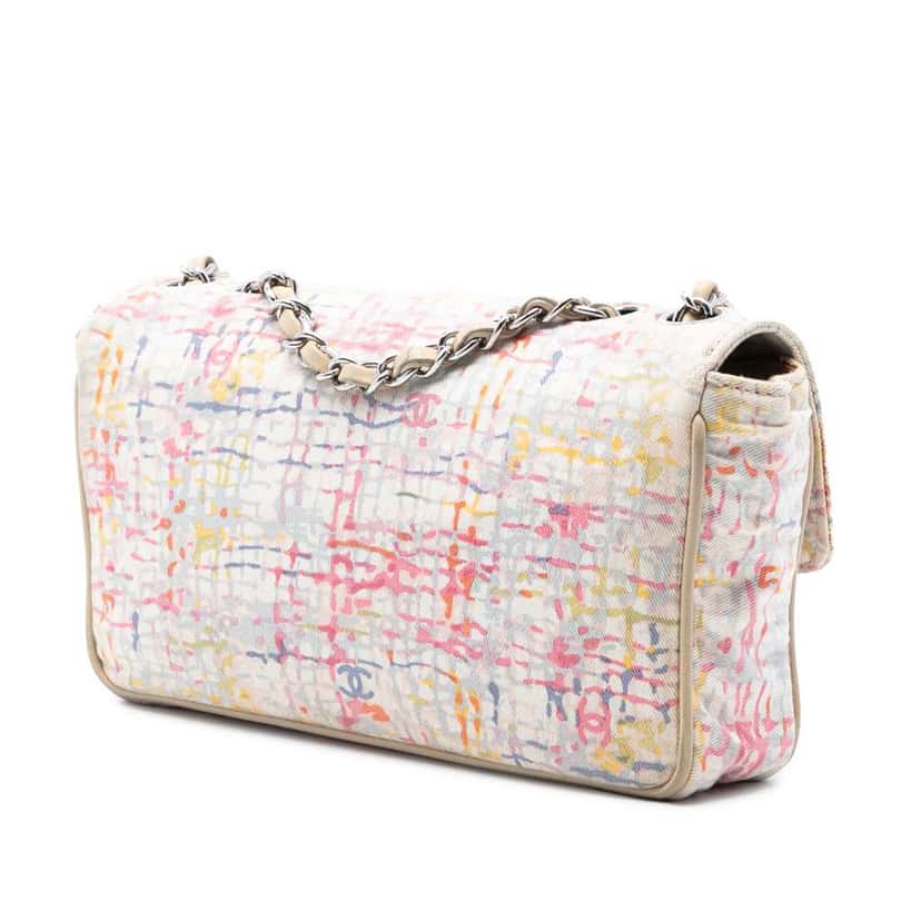 Chanel Small Printed Canvas Watercolor Clover Flap Pink Canvas Very good condition - Back View