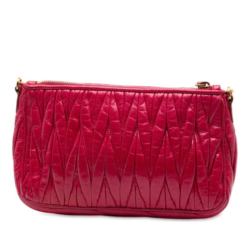 Miu Miu Matelasse Leather Shoulder Bag Pink Leather Good condition - Back View