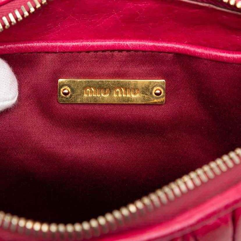 Miu Miu Matelasse Leather Shoulder Bag Pink Leather Good condition - Box View