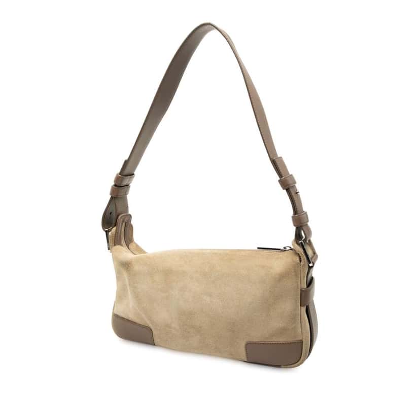 Loewe Suede Anagram Shoulder Bag Brown Leather Good condition - Back View