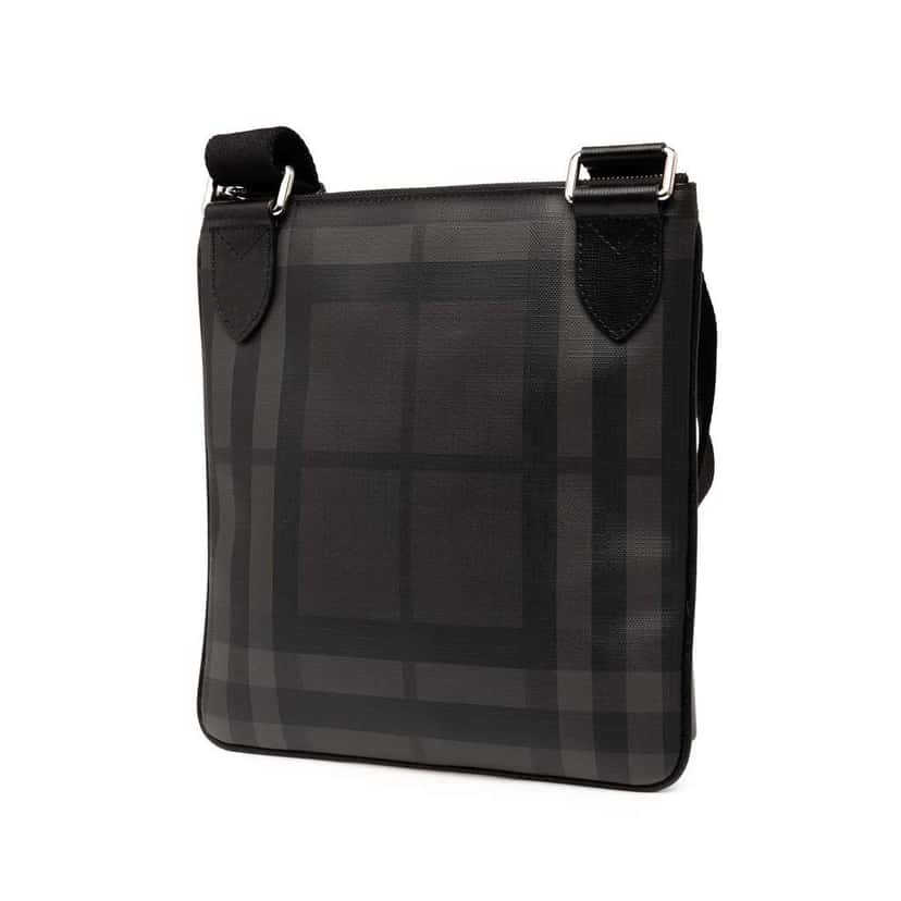 Burberry Smoke Check Coated Canvas Beckley Crossbody Brown Canvas Good condition - Back View