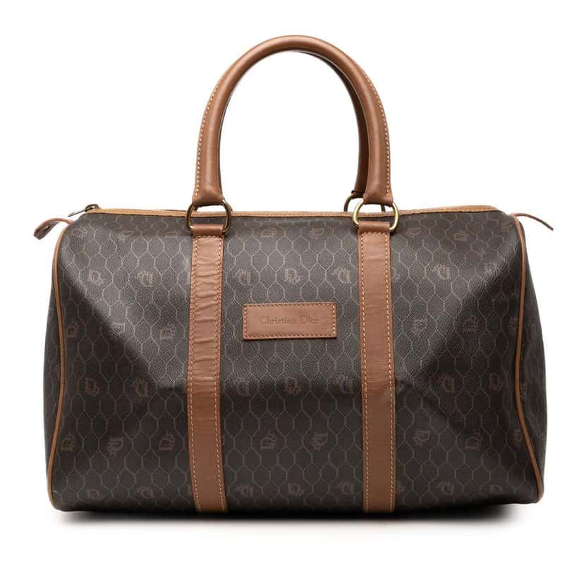 Dior Honeycomb Coated Canvas Boston Bag Black Canvas Good condition - Front View